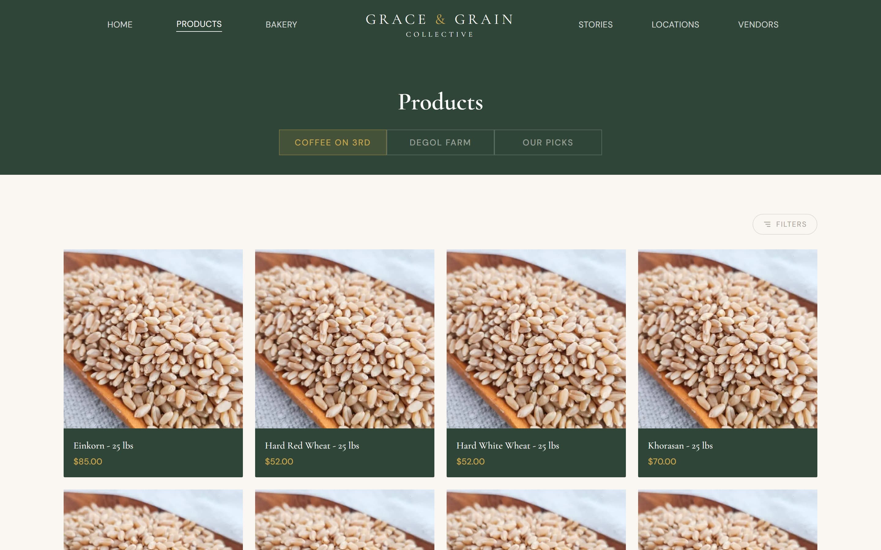 Grace & Grain Co desktop view, built by Kenaz Works