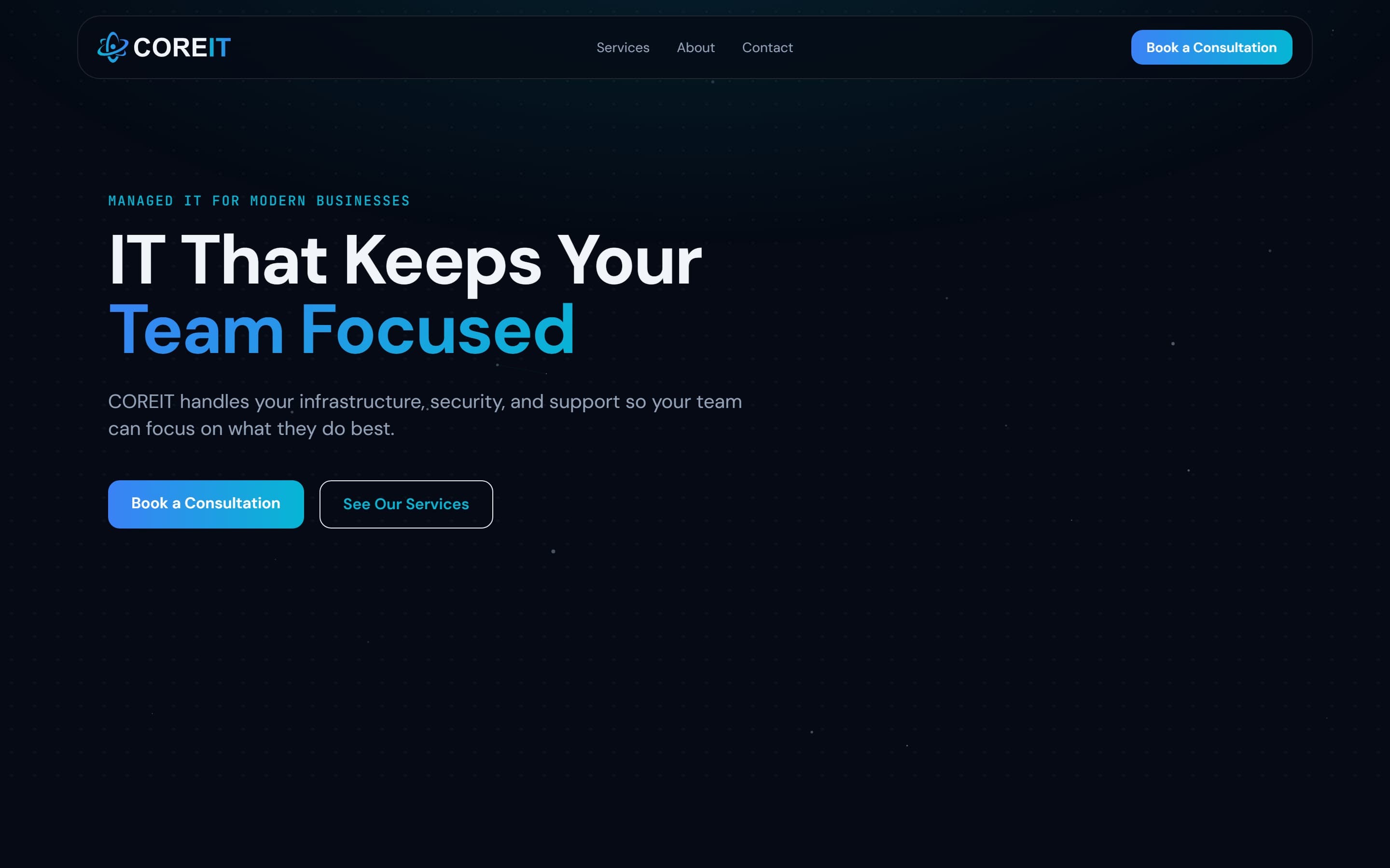 CoreIT LLC case study hero, built by Kenaz Works